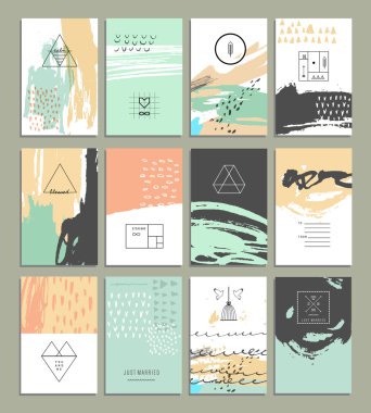 Collection of 12 artistic invitations clipart