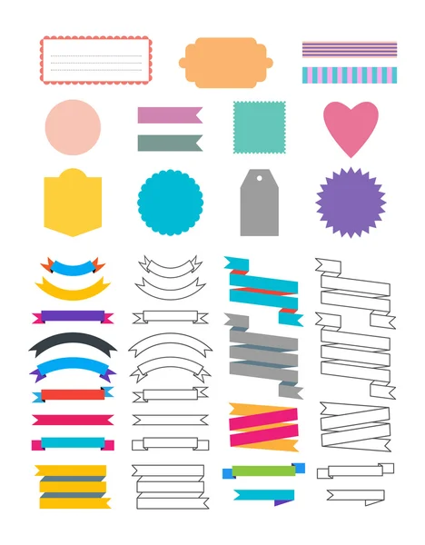 Set of labels, ribbons and design elements — Stock Vector