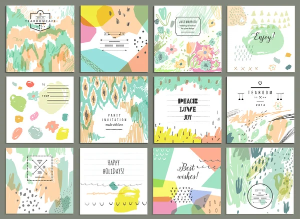 Conjunto de 12 tarjetas universales creativas — Vector de stock