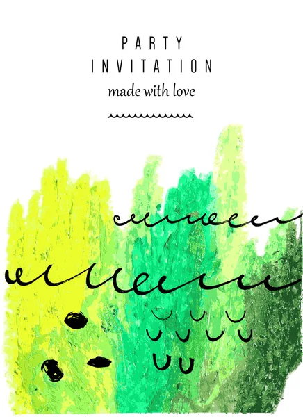 Invitación artística con textura pastel de aceite real — Vector de stock