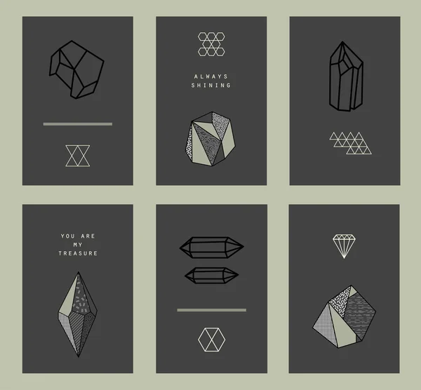 Набор карт с кристаллами — стоковый вектор