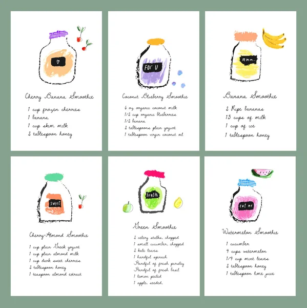 Recettes de smoothies frais sains — Image vectorielle