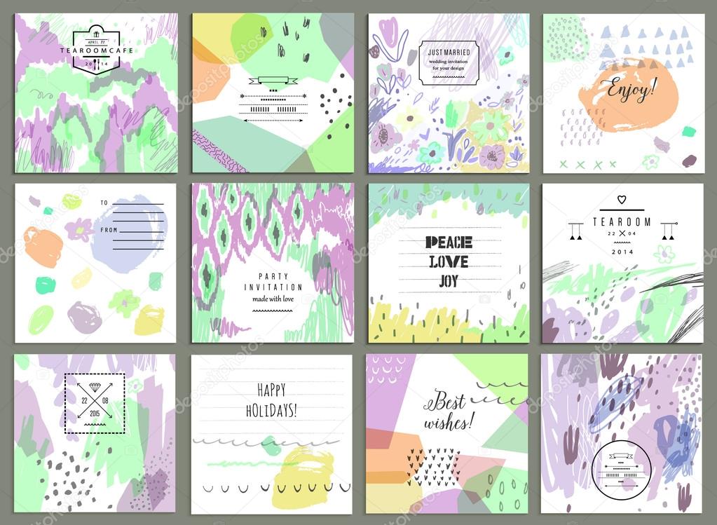 Set of 12 creative universal cards