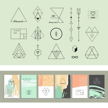 geometrik şekiller ve yaratıcı kartları şablonları.