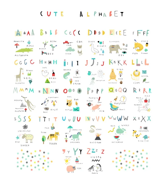 Cute alphabet of Nature Letters — Stock Vector