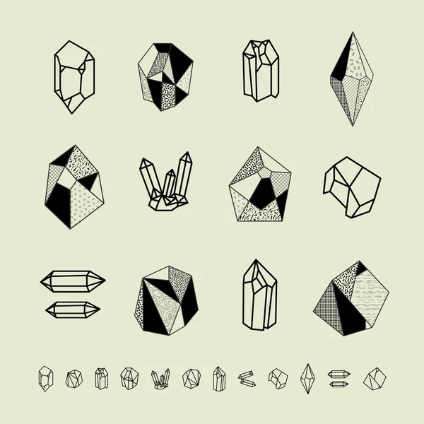 Formas geométricas, conjunto de fundo de cristais —  Vetores de Stock