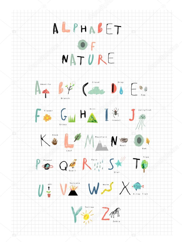 Cute alphabet of Nature Letters