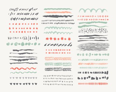 Hand drawn vector line borders and dividers collection clipart