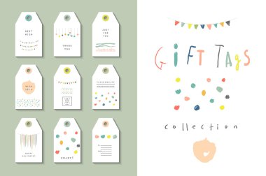 Parti el Etiketler topluluğu. Şirin el kümesi her zaman için çekilmiş.