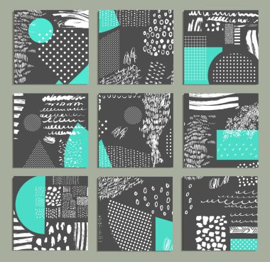 Collection of trendy cards with geometric shapes