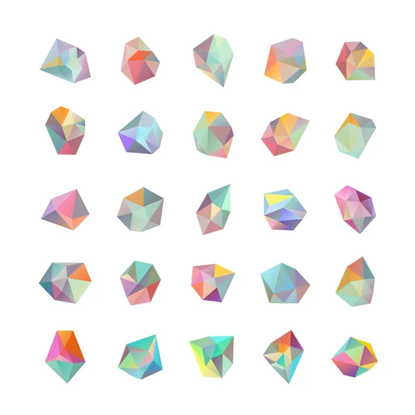 色の結晶のコレクションです。幾何学的図形. — ストックベクタ