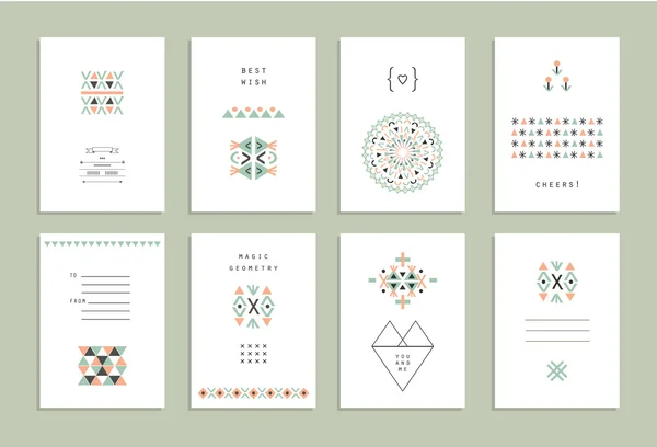 Niedliche Sammlung ethnischer Karten und Einladungen — Stockvektor