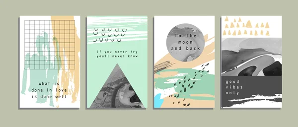 Hand drawn collection of artistic invitations with textures — 图库矢量图片