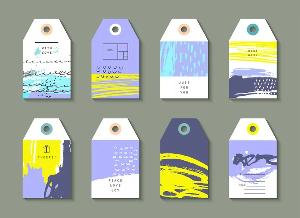 Hand drawn collection of artistic Hang Tags — 스톡 벡터