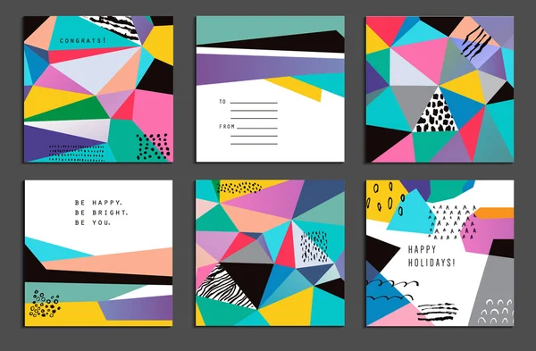 Conjunto de 6 cartões criativos universais. Texturas desenhadas à mão . — Vetor de Stock