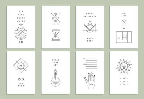 Collection of trendy cards with geometric shapes — Stock vektor
