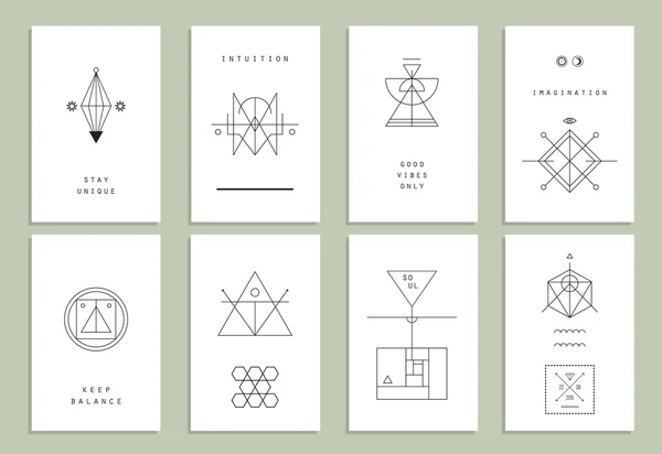 Набор векторных модных карт с геометрическими иконками — стоковый вектор