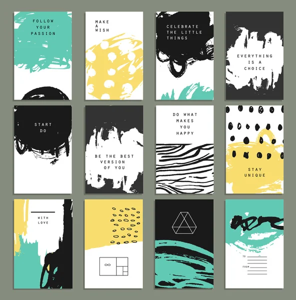 Hand drawn set with artistic invitations. — Stockvector