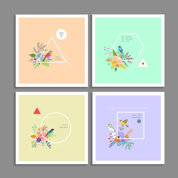 Collection of trendy creative cards — 스톡 벡터