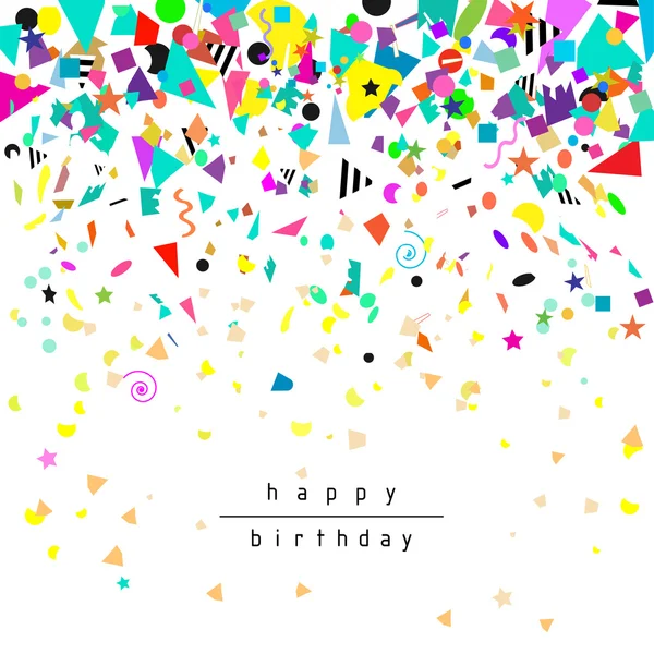 Birthday background with confetti. Fun party card. Vector. — Stock Vector