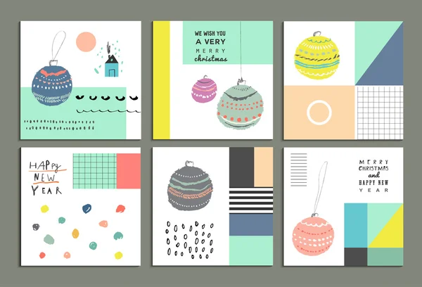 Set of cute hand drawn cards. — Stok Vektör