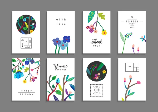 Raccolta di carte con fiori . — Vettoriale Stock