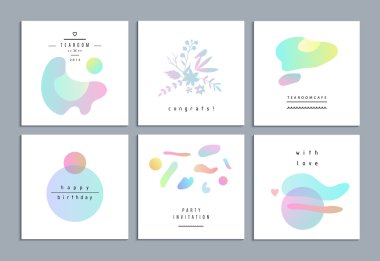 Set of creative universal cards. Wedding, anniversary, birthday