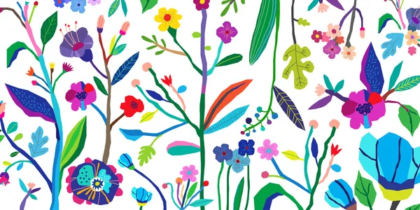 Horizontales Banner mit schönen Blumen. Vektorblumiger Header — Stockvektor