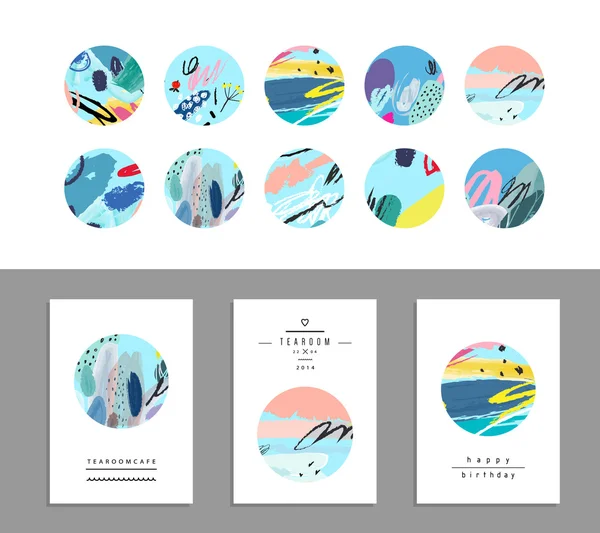Vector art of label design. Collection of decor elements — 스톡 벡터