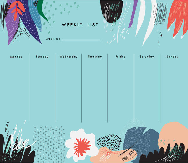 Шаблон еженедельного планирования. Организатор и расписание
