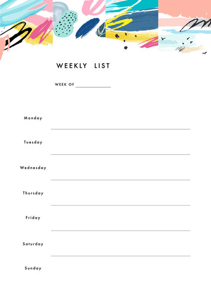 Шаблон еженедельного планирования. Организатор и расписание
