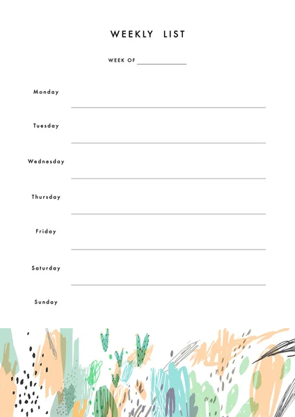 Plantilla de Planificador Semanal. Organizador y Horario — Vector de stock