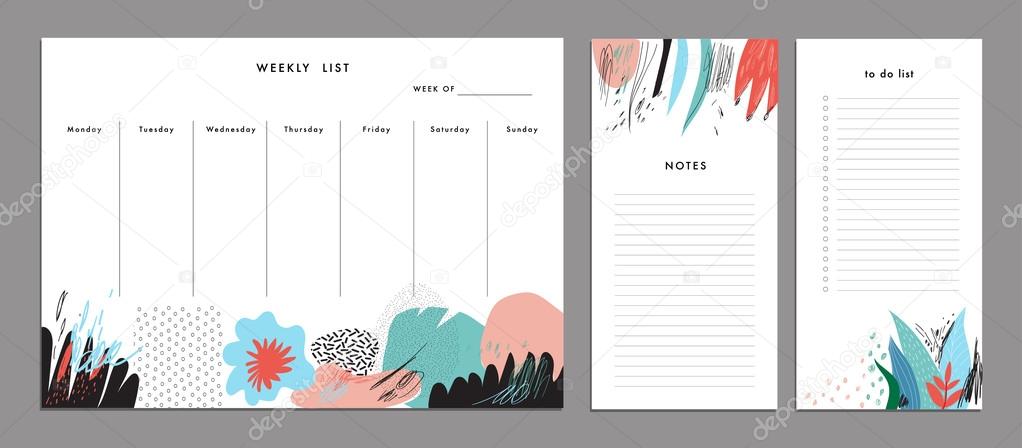 Weekly Planner Template. Organizer and Schedule