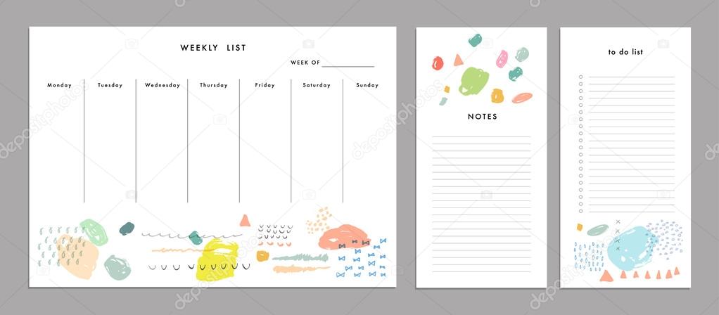 Weekly Planner Template. Organizer and Schedule