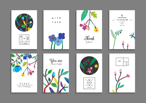 Collection of cards with flowers. — 스톡 벡터