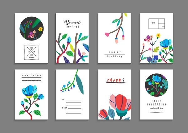 Collection of cards with flowers. — Stockvector