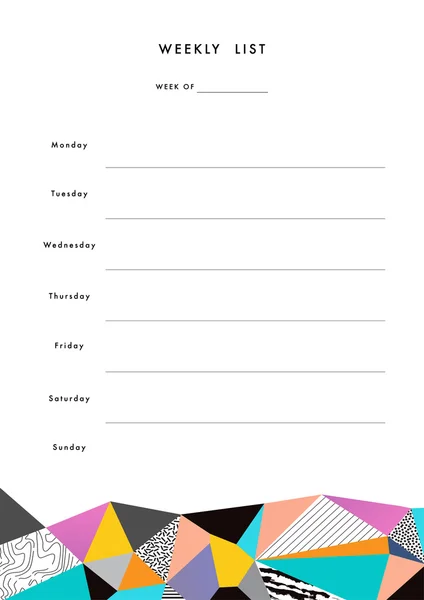 Weekly Planner Template. — Stock Vector