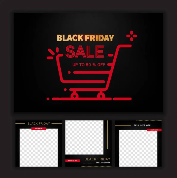 Black Friday Social Media Post Template Digital Marketing Sale Promo — Stock Vector