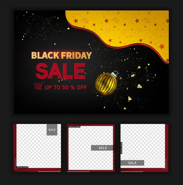 Black Friday Social Media Post Szablon Dla Marketingu Cyfrowego Promocji — Wektor stockowy