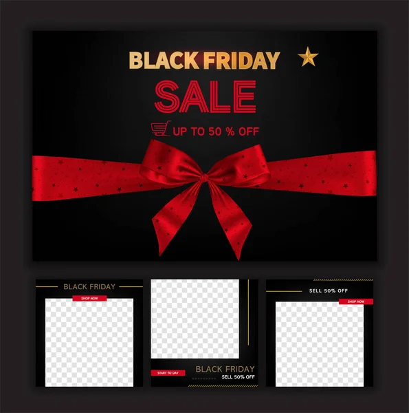 Black Friday Social Media Post Template Digital Marketing Sale Promo — Stock Vector