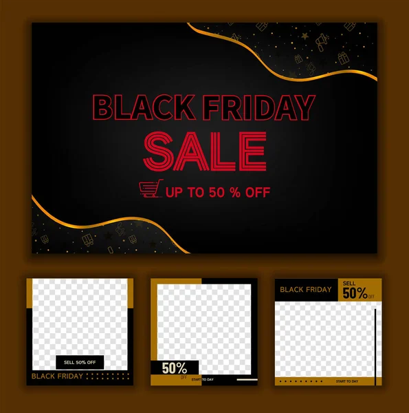 Black Friday Social Media Post Template Digital Marketing Sale Promo — Stock Vector