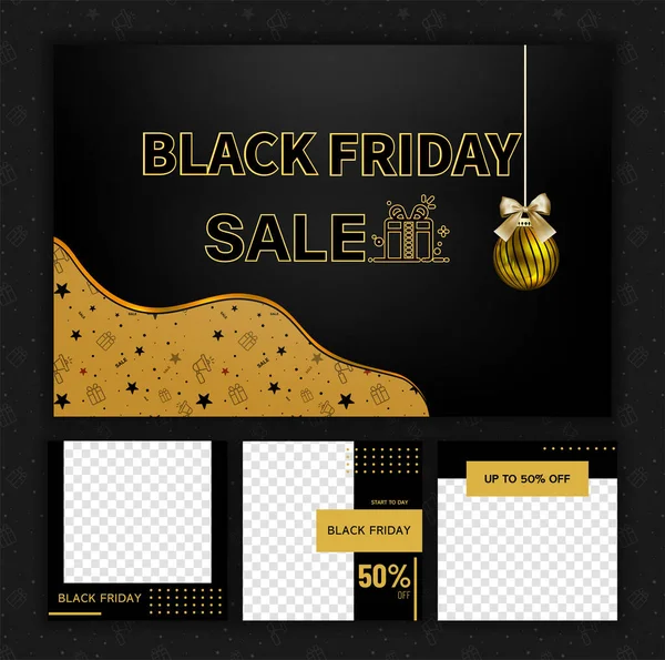 Black Friday Social Media Post Template Digital Marketing Sale Promo — Stock Vector