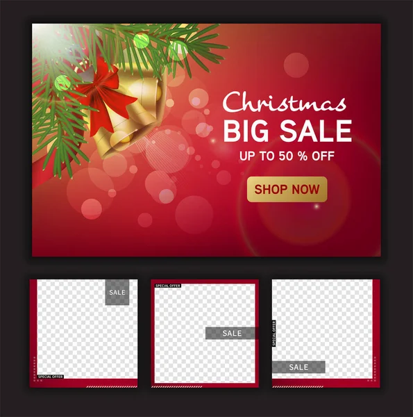 Christmas Social Media Promote Promotion Post Templates Post Square Frame — стоковый вектор