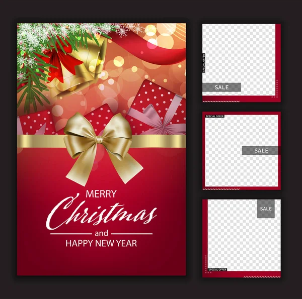 Просування Різдвяних Соціальних Мереж Просування Постів Templates Post Square Frame — стоковий вектор