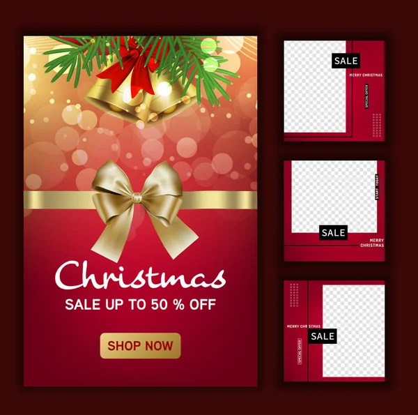 Promoção Mídia Social Natal Promoção Post Templates Post Quadro Quadrado — Vetor de Stock