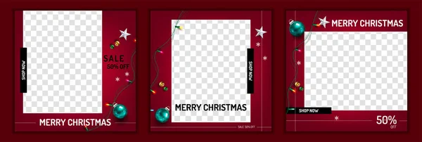 Christmas Social Media Promote Promotion Post Templates Post Square Frame — стоковый вектор