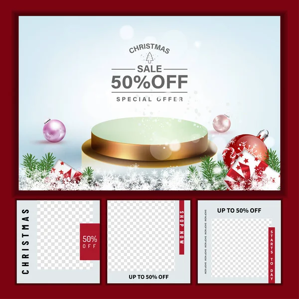 Promoção Mídia Social Natal Promoção Post Templates Post Quadro Quadrado — Vetor de Stock