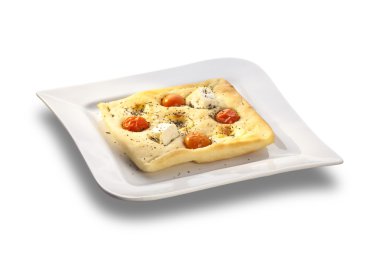 Over gurme Közlenmiş domates ve peynirle düz ekmek pişirdim.