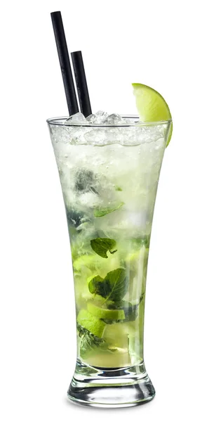 Mojito-Cocktail mit Minzzweig auf Weiß — Stockfoto