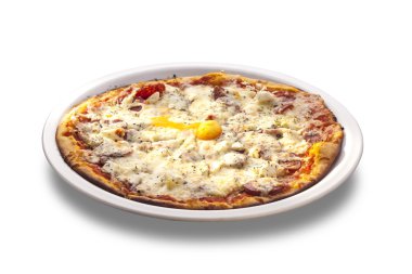 taze pişmiş yumurta, sosis, Bütün peynirli pizza fırını
